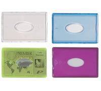 Lot de 4 Etuis Porte Carte Rigide Bleu + Transparent + Jaune + Rose, Fabriqué en France idéal Cartes bancaires CB, Transport, Navigo, Carte Vitale, Etudiant, Professionnelle