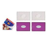 Lot de 4 Etuis Porte carte rigide Rose et Transparent, Fabriqué en France idéal cartes bancaires CB, Transport, Navigo, Carte Vitale, Etudiant, Professionnelle MULTICOLORE