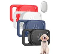 Lot de 4 Étuis pour Google Pixel Tag Tracker - Powfix Support Silicone pour Collier Chien et Chat - Protection Antichoc Résistante à l'eau - pour Bagages et Sacs - Noir,Blanc,Bleu,Rouge