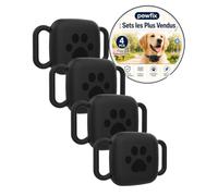Lot de 4 Étuis pour UGREEN FineTrack Mini 2 Smart Finder,Powfix Support Silicone pour Collier Chien et Chat,Protection Antichoc Résistante à l'eau,pour Bagages et Sacs - Noir