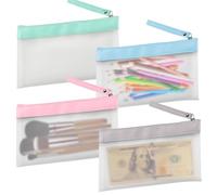 Lot de 4 étuis transparents super doux, étui à crayons avec fermeture éclair, étui transparent en TPU, sac à crayons imperméables pour école, papeterie, cosmétiques et étudiants