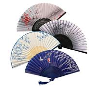 Lot de 4 éventail,Éventails Pliants,Éventail de Mariage d'été,Pliant Ventilateur,Éventail à Main Evantail Pliable Motif,Eventail Chinois pour Décoration de Cadeaux Carnaval Mariage Fête