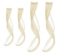 Lot de 4 extensions à clipser Golden Side Bang en fibre synthétique résistante à la chaleur 9,8 et 13,7 pour un look personnalisable