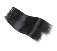Lot de 4 extensions de cheveux humains lisses Remy, 190 g par paquet Wear and Go(Jet Black,12 12 14 14)