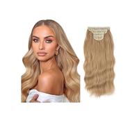 Lot de 4 extensions de cheveux synthétiques longs et ondulés à clipser, postiche épais de 55,9 cm for femmes, cheveux naturels bruns, blonds, noirs Installation et enlèvement faciles(Light Honey Blond