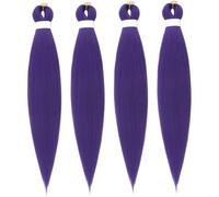 Lot de 4 extensions de cheveux violets pour tresses 66 cm, cheveux synthétiques pré-étirés à la lavande, extensions violet foncé pour tresses, tressage lavande, clair