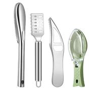 Lot de 4 extracteurs d'écailles de poisson compacts - En acier inoxydable - Pour enlever les pellicules et la peau de poisson - Idéal pour la cuisine et les fruits de mer
