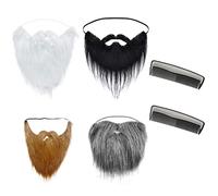 Lot de 4 fausses barbes avec 2 peignes, accessoires de costume d'Halloween, fournitures de fête, barbes d'Halloween, accessoires de cosplay, décorations d'Halloween, unisexe