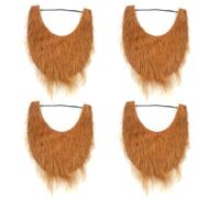 Lot de 4 fausses moustaches longues en forme de U pour adultes Marron