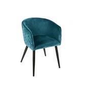 Lot de 4 Fauteuils de dîner bleu canard en velours - H. 76 cm --