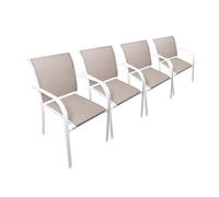 sweeek - Lot de 4 fauteuils de Jardin Amara en Aluminium et textilene Blanc. 62 x 55 x 84 cm