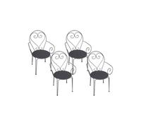 Lot de 4 fauteuils de jardin empilables en métal façon fer forgé - Anthracite - GUERMANTES de MYLIA
