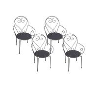 Lot de 4 fauteuils de jardin empilables en métal façon fer forgé - Anthracite - GUERMANTES de MYLIA