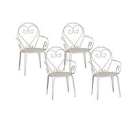 Lot de 4 fauteuils de jardin empilables en métal façon fer forgé - Beige - GUERMANTES de MYLIA