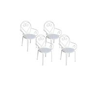 Lot de 4 fauteuils de jardin empilables en métal façon fer forgé - Blanc - GUERMANTES de MYLIA