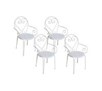Lot de 4 fauteuils de jardin empilables en métal façon fer forgé - Blanc - GUERMANTES de MYLIA