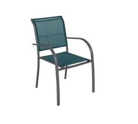 Lot de 4 fauteuils de jardin en texaline Piazza Bleu Canard / Graphite - Hespéride