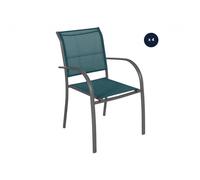 Lot de 4 fauteuils de jardin en texaline Piazza Bleu Canard / Graphite - Hespéride
