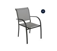 Lot de 4 fauteuils de jardin en texaline Piazza Galet/Graphite