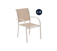 Lot de 4 fauteuils de jardin en texaline Piazza Lin/Argile - Hespéride