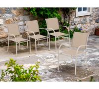 Lot De 4 Fauteuils De Jardin En Texaline Piazza Lin/Argile - Hespéride Multicolore