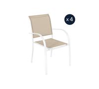 Lot De 4 Fauteuils De Jardin En Texaline Piazza Lin/Blanc - Hespéride Multicolore