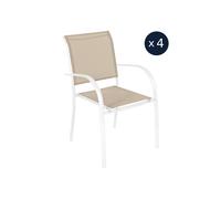 Lot de 4 fauteuils de jardin en texaline Piazza Lin/Blanc - Hespéride