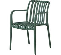 Lot de 4 fauteuils de jardin - SOLARIA - Empilables - Polypropylène renforcé - 55 x 58 x 81 cm - Vert kaki