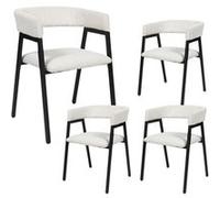 Lot de 4 fauteuils de table design en métal et velours côtelé coloris crème - AMORY - ALTOBUY Beige