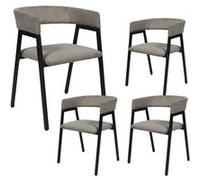 Lot de 4 fauteuils de table design en métal et velours côtelé coloris taupe - AMORY - ALTOBUY Gris