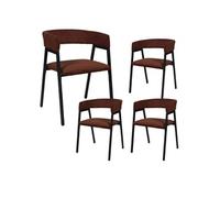 Lot de 4 fauteuils de table design en métal et velours côtelé coloris terracotta - AMORY - ALTOBUY Rouge
