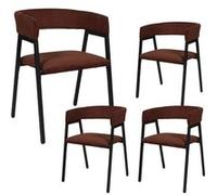 Lot de 4 fauteuils de table design en métal et velours côtelé coloris terracotta - AMORY - ALTOBUY Rouge