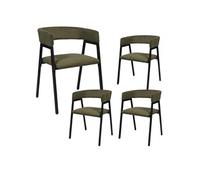 Lot de 4 fauteuils de table design en métal et velours côtelé coloris vert - AMORY - ALTOBUY