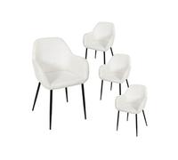 Lot de 4 fauteuils de table en velours côtelé coloris crème - AMORY - ALTOBUY Beige