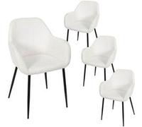 Lot de 4 fauteuils de table en velours côtelé coloris crème - AMORY - ALTOBUY Beige