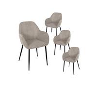 Lot de 4 fauteuils de table en velours côtelé coloris taupe - AMORY -
