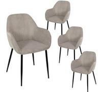 Lot de 4 fauteuils de table en velours côtelé coloris taupe - AMORY - ALTOBUY Gris