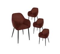 Lot de 4 fauteuils de table en velours côtelé coloris terracotta - AMORY - ALTOBUY