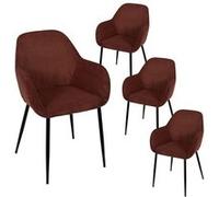 Lot de 4 fauteuils de table en velours côtelé coloris terracotta - AMORY - ALTOBUY Rouge