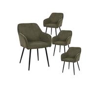 Lot de 4 fauteuils de table en velours côtelé coloris vert - AMORY - ALTOBUY