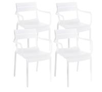 Lot de 4 fauteuils de terrasse en plastique blanc - Oviala