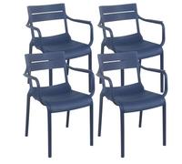 Lot de 4 fauteuils de terrasse en plastique bleu pacific Paname - Oviala
