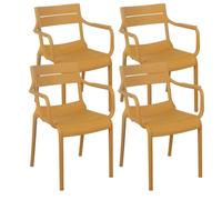 Lot de 4 fauteuils de terrasse en plastique jaune moutarde Paname - Oviala