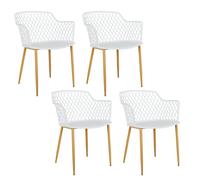 Lot De 4 Fauteuils D'extérieur - Home Deco Factory - Malaga - Confortables - Blanc