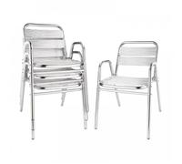 Fauteuils empilables en aluminium avec accoudoir Bolero - Lot de 4 - Gris