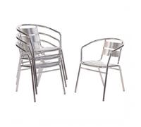 Fauteuils empilables en aluminium bolero - lot de 4 - aluminium 530x580x735mm