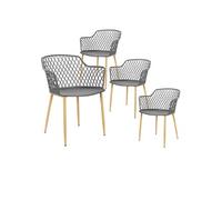 TRESSIE - Lot de 4 Fauteuils Gris Pieds Effet Bois Verni - Altobuy Gris