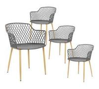 TRESSIE - Lot de 4 Fauteuils Gris Pieds Effet Bois Verni - Altobuy Gris