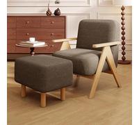 Lot de 4 fauteuils modernes surdimensionnés pour salon, canapé simple confortable avec cadre en bois massif, chaise confortable pour chambre à coucher, couleur marron