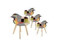 Lot de 4 Fauteuils Scandinaves Multicolore - PATCHWORK -
